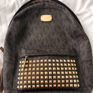 Michael Kors Leather Studded Monogram Backpack
